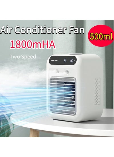 Buy Mini Portable Air Cooler 2-Speed 1800mAh Cold Airconditioner Fan 500ml Water Tank Humidifying Spray Fan for Home Office Dorm Car in Saudi Arabia