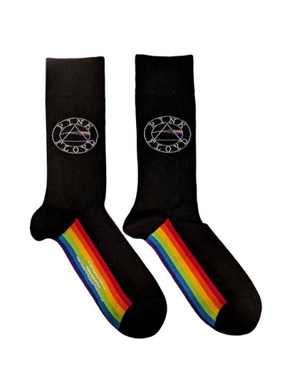 اشتري Pink Floyd Unisex Ankle Socks featuring the 'Spectrum Sole' design motif. Officially Licensed Merchandise. EU 40-45. Quality Comfortable Fabric Socks available in a black colourway. في الامارات