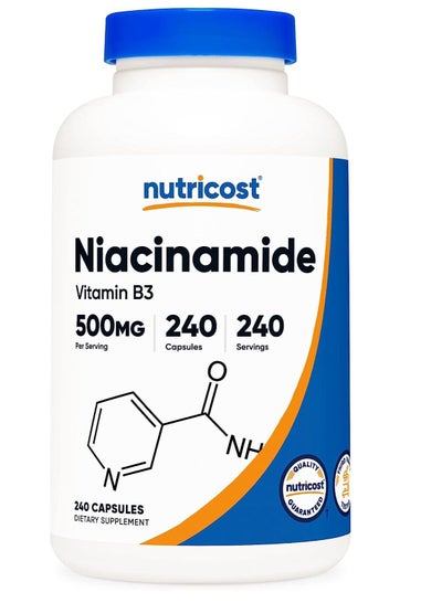 اشتري Niacinamide Vitamin B3 500mg 240 Capsules Non GMO Gluten Free Flush Free Vitamin B3 في الامارات