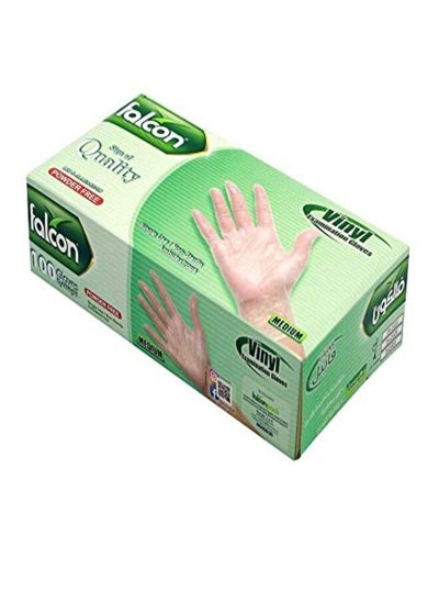 Buy 100Pcs Vinyl Gloves - Clear Powder Free (Medium) in UAE