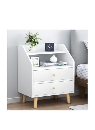 Simple Bedside Table, Modern Side Table Nightstand with Solid Wood Legs ...