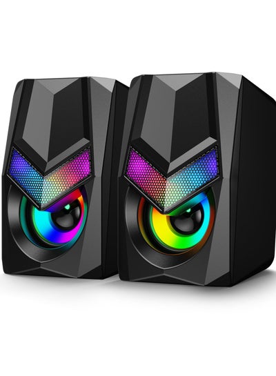 Buy V20 PC Speakers for Desktop, Mini RGB Computer Speakers, USB Powered 3.5mm Aux Portable Gaming Speakers, Multimedia Speakers for Laptop, Monitor Speakers Plug and Play in UAE