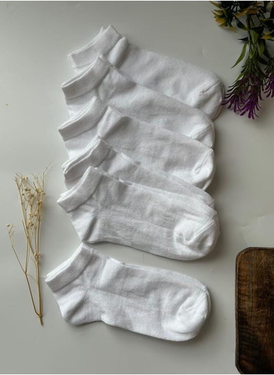 Buy men and women white socks cotton absorb sweat size (36-40) (6 pairs) in Saudi Arabia