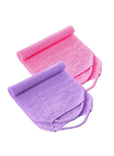 Buy 2 Pack Back Scrubber for Shower Exfoliating Washcloth Back Cloth Body Extended Length Scrubber Towel Nylon Exfoliating Stretchable Pull Strap Wash Cloth for Bath Body Scrub Washcloth in UAE