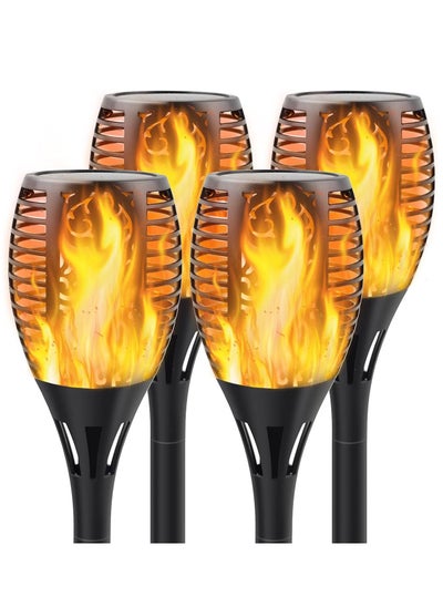 Buy Solar Torch Lights with Flickering Flame, Fire Effect Garden Light, Auto On/Off Dust to Dawn, Outdoor Waterproof Landscape Decoration, Solar Powered Security Torch Light for Patio, 4 Pack in Saudi Arabia