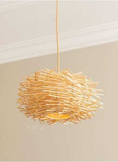 Buy Round Nest Shaped Rustic Chandeliers, Natural Bamboo Chandeliers for Kitchen and Living Room, Simple Lighting Chandeliers for Modern Decorations in Saudi Arabia