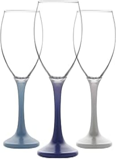 Buy LAV RUSTIC Blues Glass MIS 549/3 Colors / 210 cc - 2.50 Oz / 3 Pcs/Elegant design, Trusted Brand, Attractive shape of Sparkling Drink, Smoothies, Juices, Cocktails/High Quality Materials in Egypt