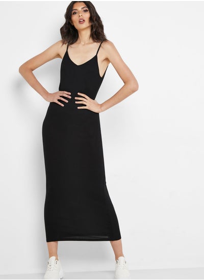 Buy Ribbed Low Back Cami Maxi Dress in Saudi Arabia