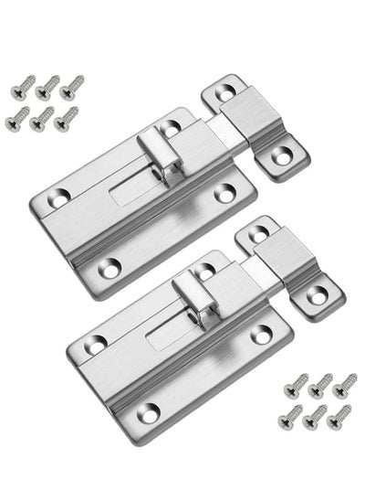 Buy 2 Pack Door Bolts, 4 inch Stainless Steel Door Latch Sliding Lock Barrel Bolt, Thickened Stainless Steel Sliding Lock for Door, Brushed Finish Sliding Bolt Lock, Sliding Bolt Latch with 12 Screws in UAE