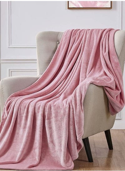 Buy SANDY Fleece Blanket, Made of Premium Microfiber, Super Soft Flannel Blanket for Bed, Sofa, Couch and Home Decorations , king Size, (240x220)cm, Pink in Saudi Arabia