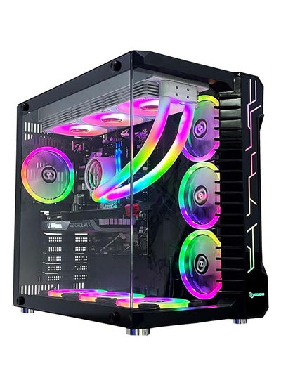 اشتري Gaming Pc with Intel Core i7-14700K Processor, B760M-K Motherboard, DDR5 32GB RAM RGB, 1TB M.2 SSD, NVIDIA GeForce RTX 4060ti 8GB Graphics Card, 360 Water Cooler, 7 Fan Case Blackwith Windows 11 Pro في السعودية