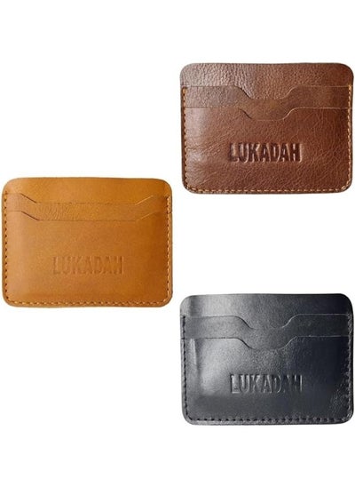 Buy Premium Quality Genuine Leather Ultra Slim Leather Card Holder-Credit Card Holder-Stylish Premium Leather-Handmade Leather-Professional Business Card Holder (Pack of 3-Card Holder) in UAE