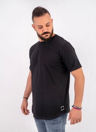 Buy cotton curved t-shirt Black – CL in Egypt