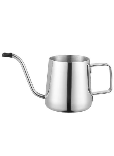 اشتري V60 Pour Over Kettle Goose Neck Long Narrow Spout With Lid Drip Coffee Tea Pot Pitcher Silver 350ml في السعودية