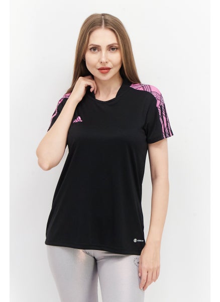 Buy Women Sportswear Fit Short Sleeve Tiro Training Jersey, Black/Pink in UAE