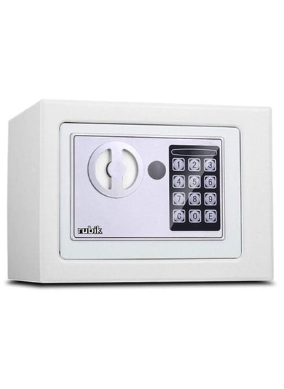 اشتري Mini Electronic Digital Security Safe Deposit Box With Electronic Keypad Lock and Physical Key For Home Office Hotel Jewelry Passport Watches Cash Storage (White) في الامارات