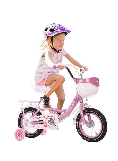 Buy COOLBABY Kids Bike with Hand Brake and Basket for Ages 3-8 Years 12 Inch Princess Bikes Bicycles With backseat, Children Bicycle Purple in UAE