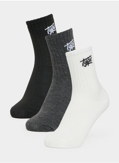 Buy Set of 3 - Ribbed Crew Length Socks in Saudi Arabia