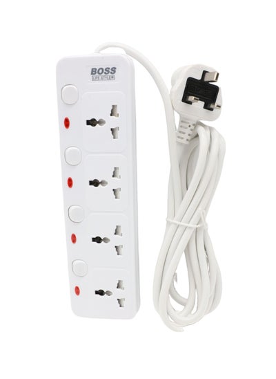 Buy 4 Way Extension with 3M Long Cord and 4 Individually Switched Electric Proof in UAE