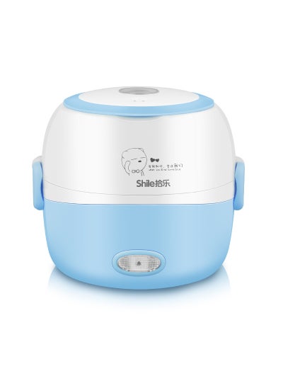 Buy Portable Electric Lunch Box Mini Rice Cooker Sky Blue in UAE