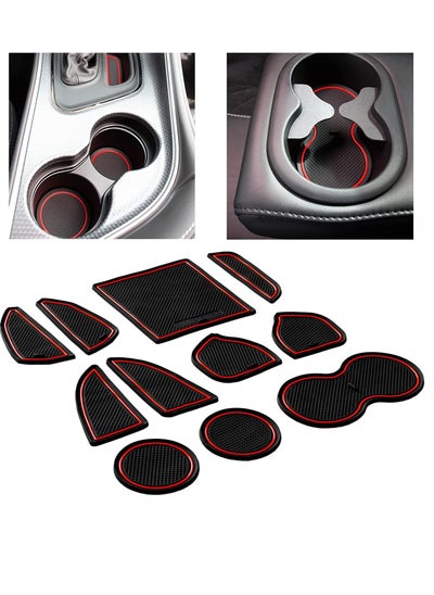 Buy for Dodge Challenger Accessories 2015-2020 Interior Anti Dust Non-Slip Center Console Cup Holder Inserts Liner Mats 11pcs in UAE