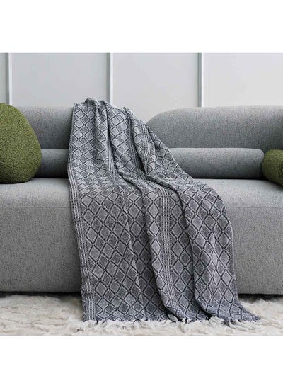 اشتري AW23 Takisha Woven Cotton Throw 127x154 Cm Navy blue في الامارات