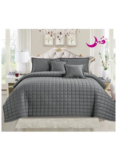 Buy Comforter Set 6 Piece Double-Sided Microfiber Bedspread King in Saudi Arabia