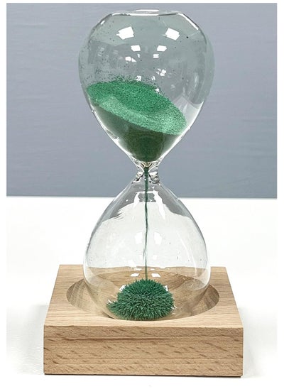 اشتري Hourglass, Magnetic Hour Glass Sand Timer with Wooden Base Home Decor Desktop Accessories (Green) في الامارات