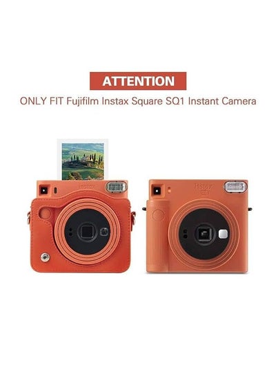 Buy SQ1 Case - Protective Case for  Instax Square SQ1 Instant Camera - PU Leather Cover with Adjustable Shoulder Strap - Orange in Saudi Arabia