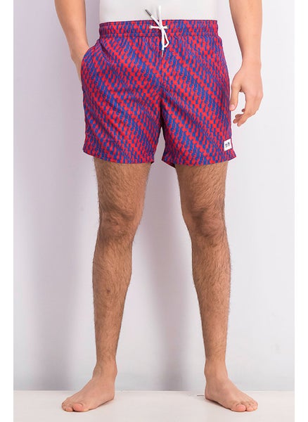 Buy Men Graphic Font Boardshort, Red and Navy in Saudi Arabia