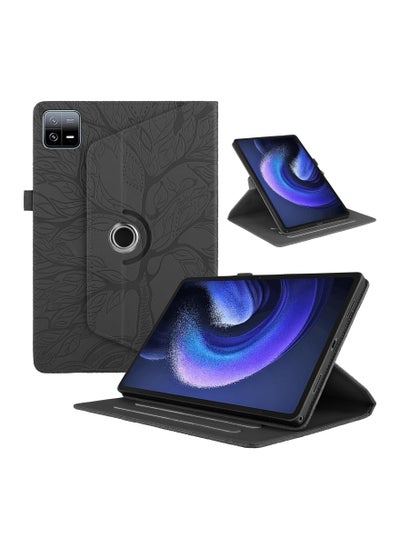 اشتري Tree Grain Leather Rotating Case for Xiaomi Pad 6/Xiaomi Pad 6 Pro 11 Inch 2023 PU Leather Tablet Case 360 Degree Rotating Stand Protective Cover for Xiaomi Pad 6 (Black) في الامارات