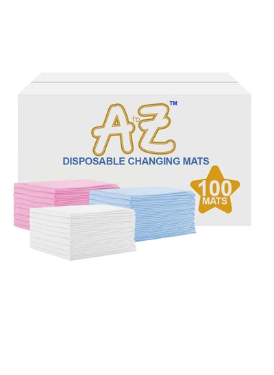 Buy A to Z Disposable Changing Mats - 45 x 60cm - Large Pack of 100 - Blue/Pink/White-Rainbow in UAE