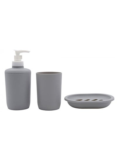 Buy Room Essential 3peices Bathroom Accessories Set -grey in UAE