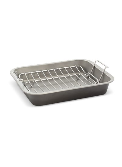 Buy Baker And Salt Non Stick Roaster And Rack Oven Tray Grey 36 Cm 55830Saco in Saudi Arabia