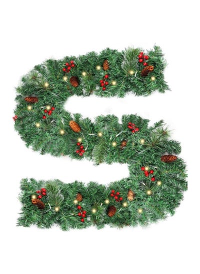 اشتري Artificial Pine Garland with Light,270cm Greenery Twist Wreath , White Lights, Decorated with Pine Cones, Berry Clusters, Battery Operated في الامارات