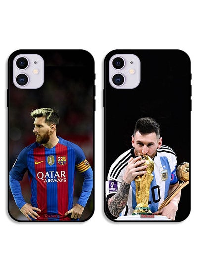 Buy Two Cases For Apple iPhone 12 Protective Covers Leo Messi Art in Saudi Arabia