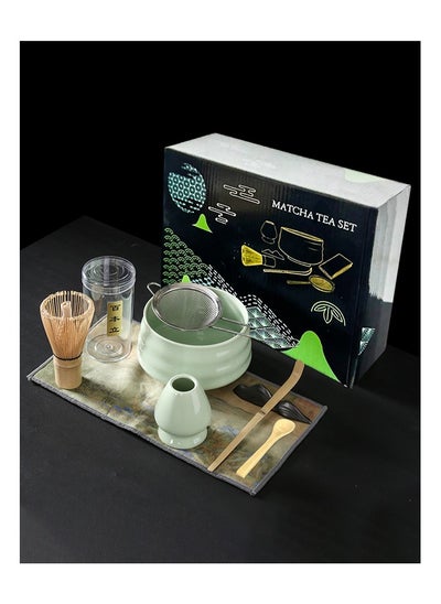 Buy Premium 9Pcs Japanese Matcha Tea Set – Complete Matcha Kit with Bowl, Bamboo Whisk, Scoop, Chashaku & Holder, Bamboo Spoon, Sifter, and Whisk Holder. in Saudi Arabia