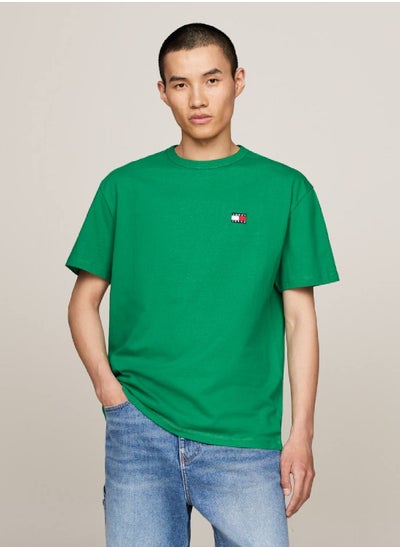 Buy Men's Badge T-Shirt -  Pure cotton, Green in Saudi Arabia