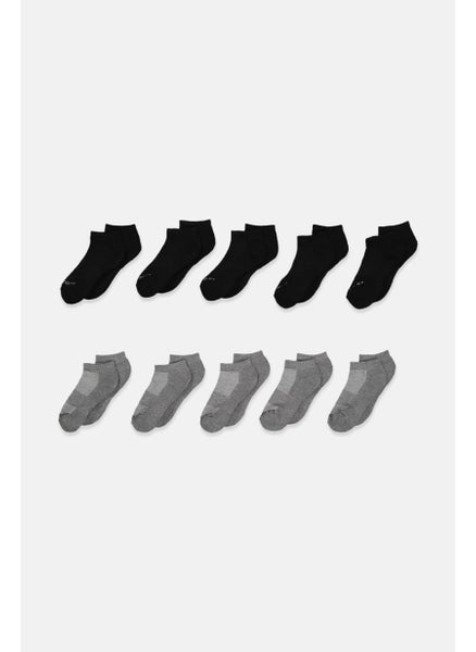 اشتري Kids Boy 10 Pairs Cushion Comfort Low Cut Socks, Grey/Black في الامارات