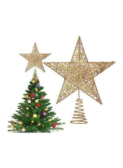 اشتري Radiant Christmas Tree Star Made of Metal - Gold Christmas Tree Topper with Sparkling Glitter Detail - 24 cm في مصر