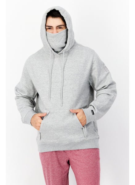 Buy Men Hooded Front Pocket Fleece Sweatshirts, Grey in Saudi Arabia