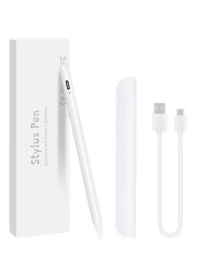 Buy Active Digital Stylus Pen For Apple Ipad 2018 White And portable pen sleeve in Saudi Arabia