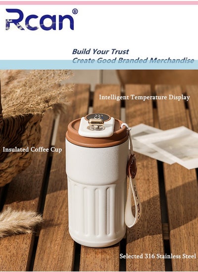 Buy Intelligent Temperature Sensitive Coffee Cup Portable Stainless Steel Car Thermos Sealed Leak Proof and Wear Resistant Portable Sports Kettle Travel Outdoor Office Beverage Hot Drink Tea 410ml in Saudi Arabia