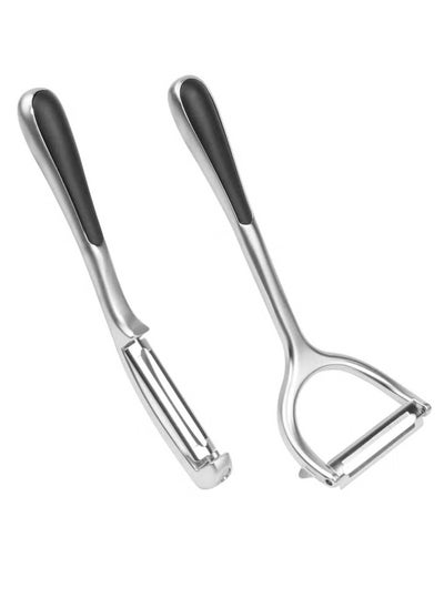 Buy Vegetable Potato Fruit Peeler, Stainless Steel Sharp Durable Blade Kitchen Peeler for Peeling Potatoes, Carrots, Apples, Vegetables, Salad, Noodles (Set of 2) in Egypt