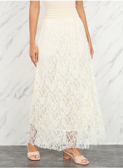 Buy All Over Lace Detail A-Line Maxi Skirt in Saudi Arabia