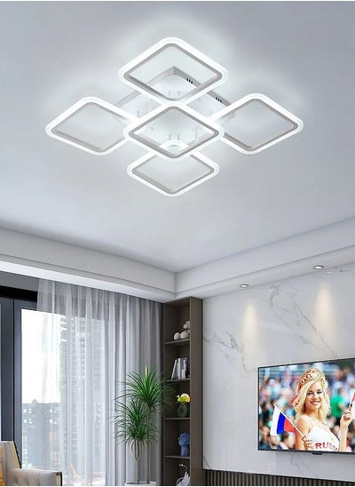 Buy Acrylic ceiling light white 4+1 head square 70W white 6500K external light 220V in UAE