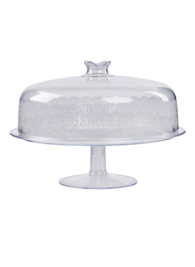 Buy Round Tray With Dome Medium Clear in UAE