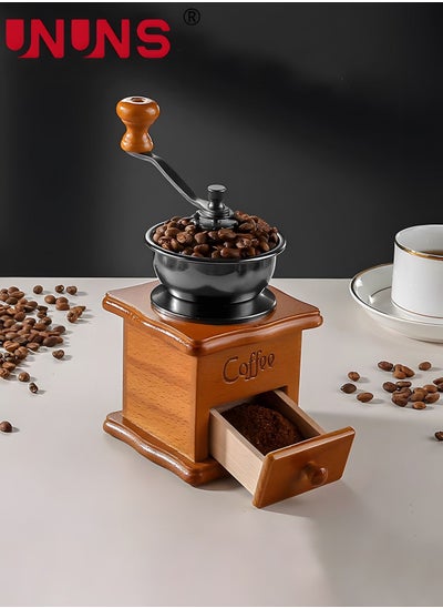 اشتري Manual Coffee Grinder,Vintage Style Wooden Coffee Grinder Roller Grain Mill With Drawer,Hand Crank Coffee Grinders 10X10X16CM في الامارات