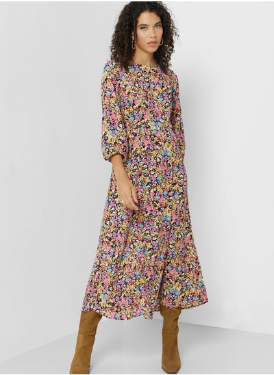 Buy Floral Puff Sleeve Tiered Dress in Saudi Arabia