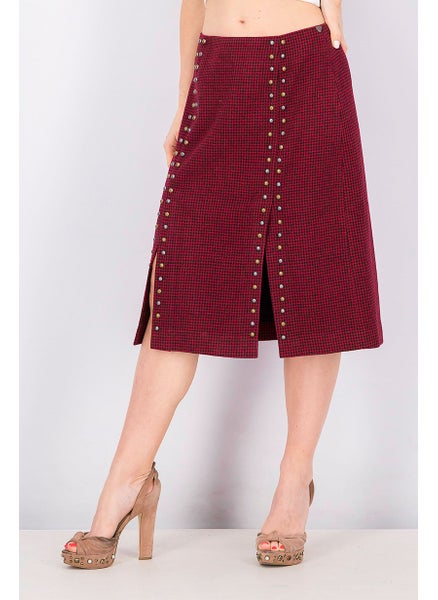 اشتري Women Textured Midi Skirt, Red and Black في السعودية